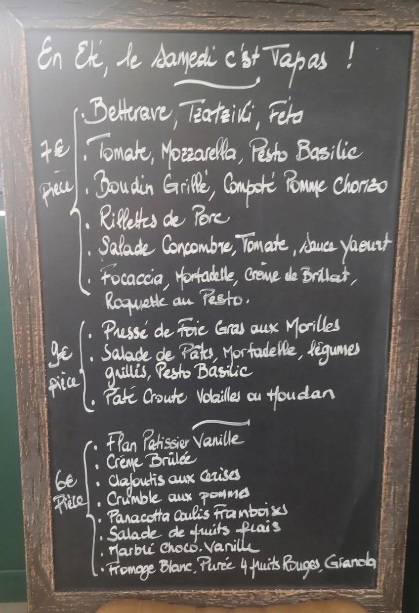 Ardoise des tapas du samedi en été